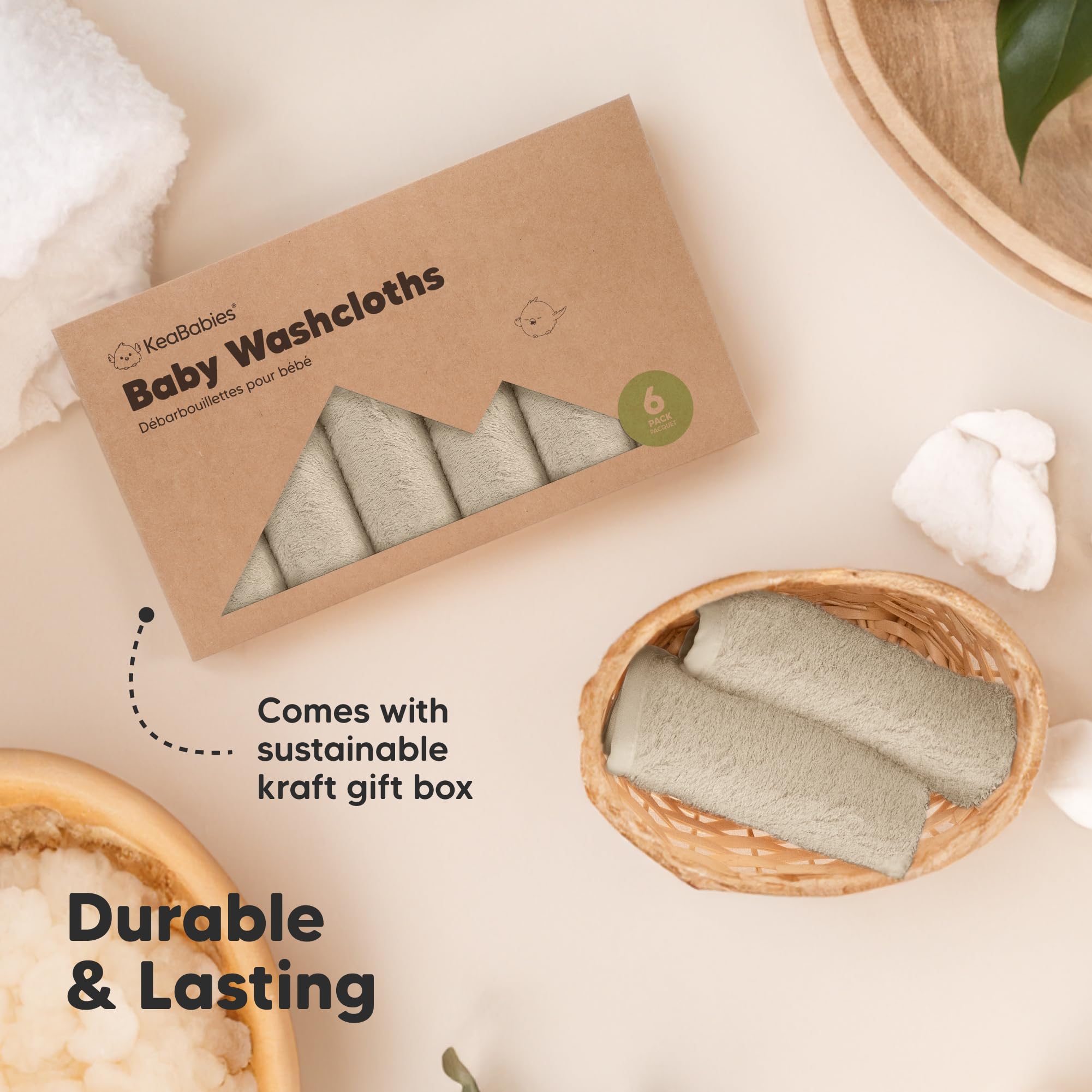 KeaBabies washcloths suitable for makeup removal, gentle and soft.