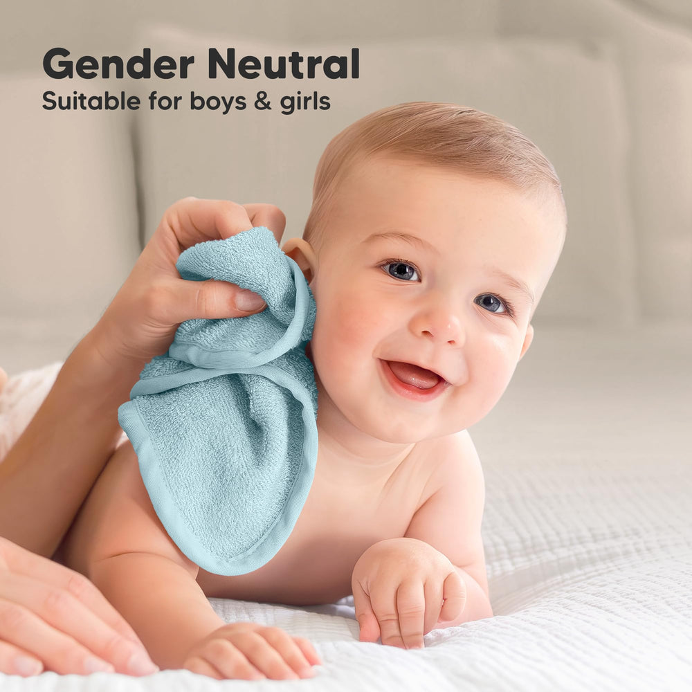 KeaBabies washcloths Aegean Blue color adds calm to bath time.