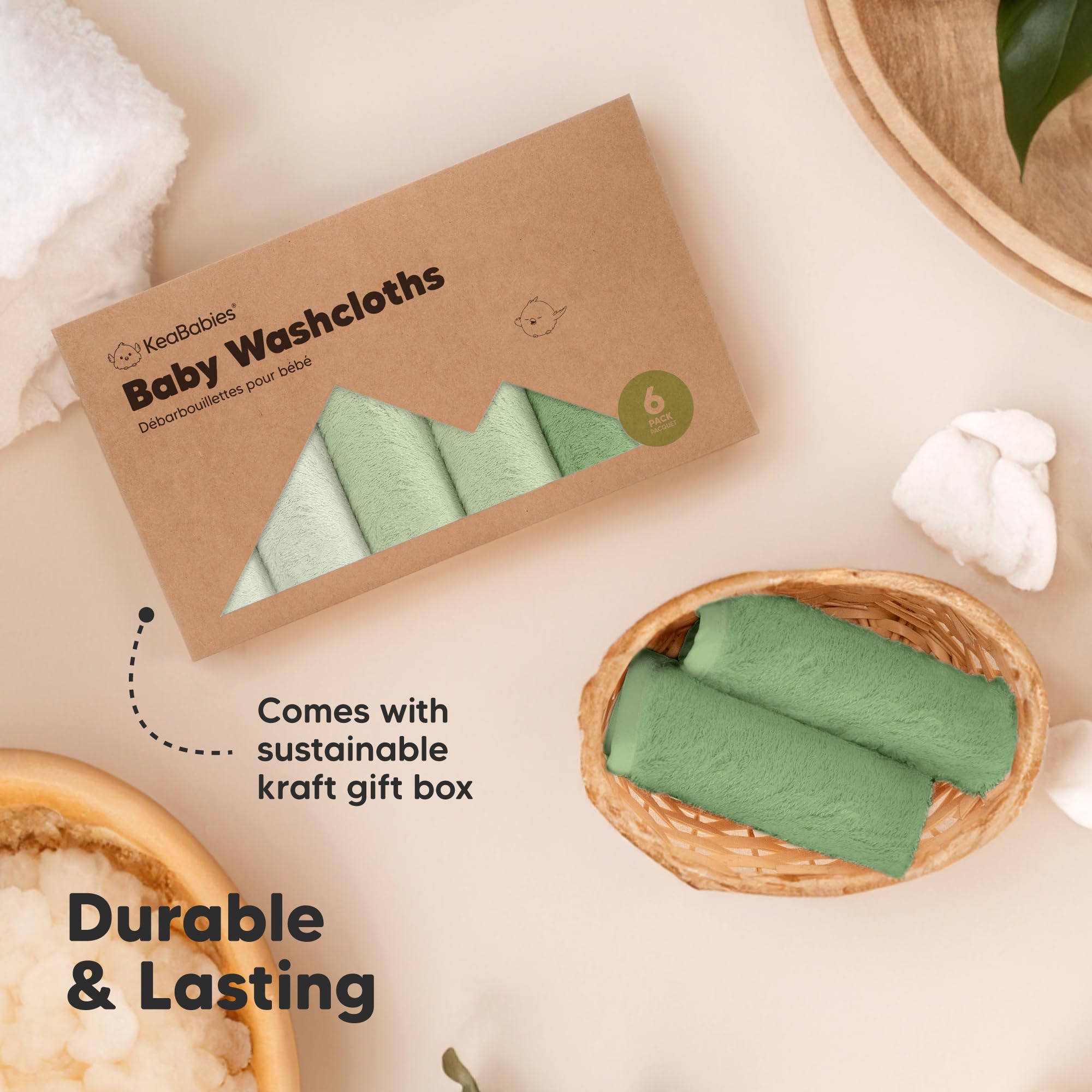 KeaBabies washcloths are machine washable and dryer friendly for busy families