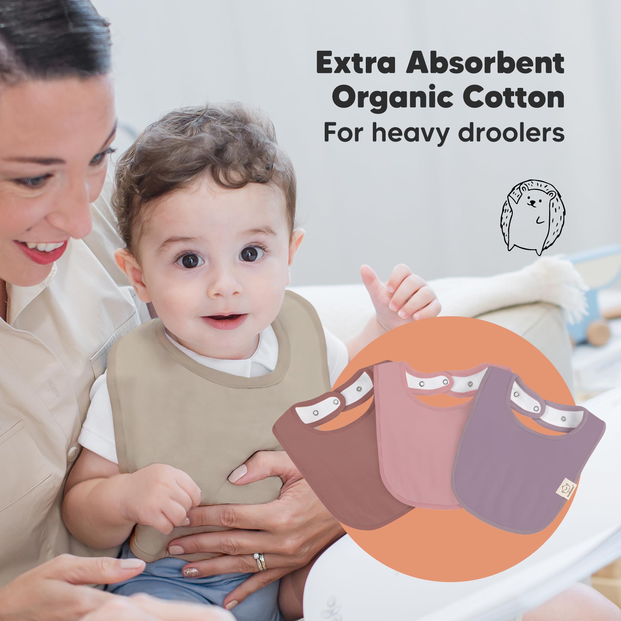 KeaBabies bibs water-resistant back layer helps keep clothing dry at spills.