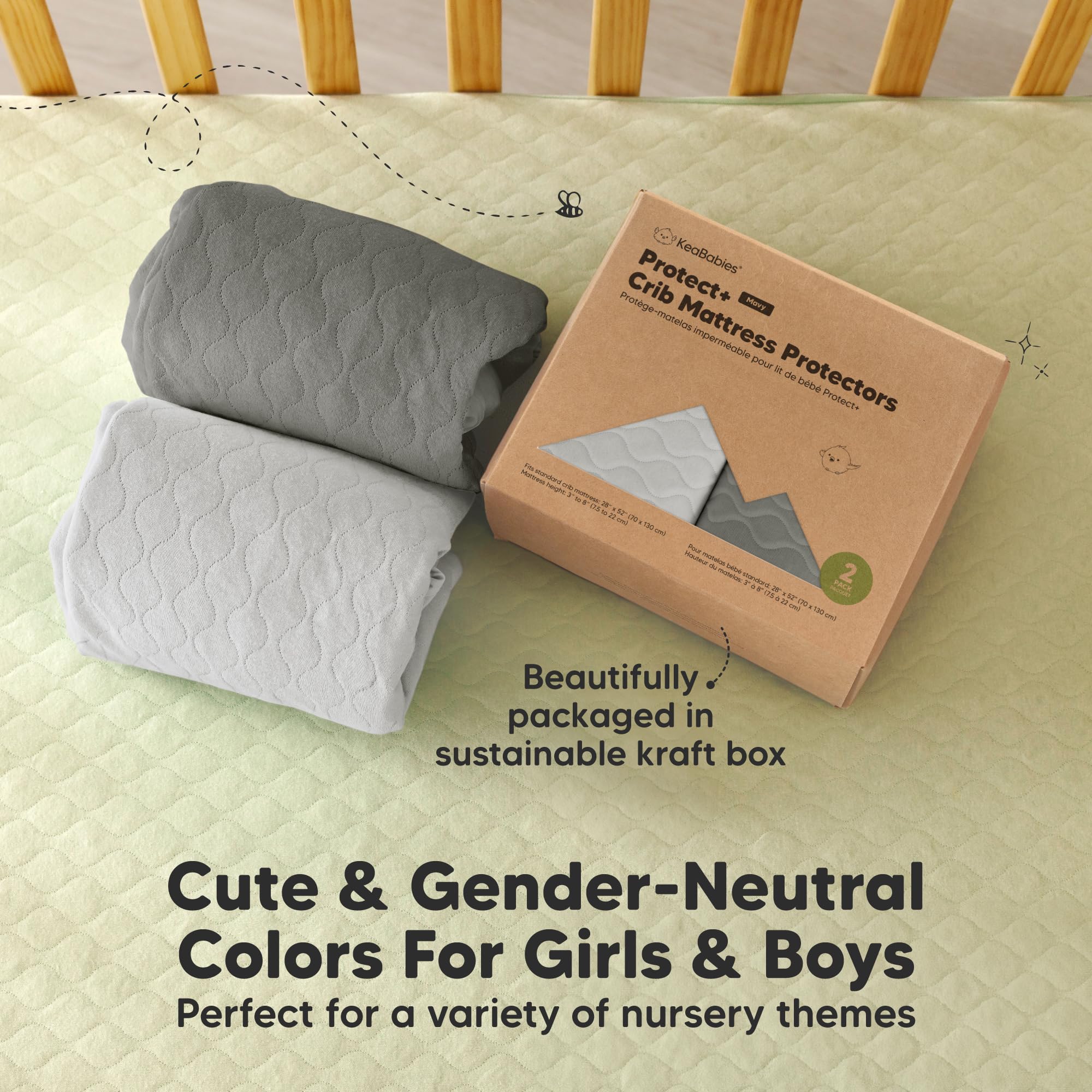 KeaBabies quick-care label highlights machine washable and quick dry