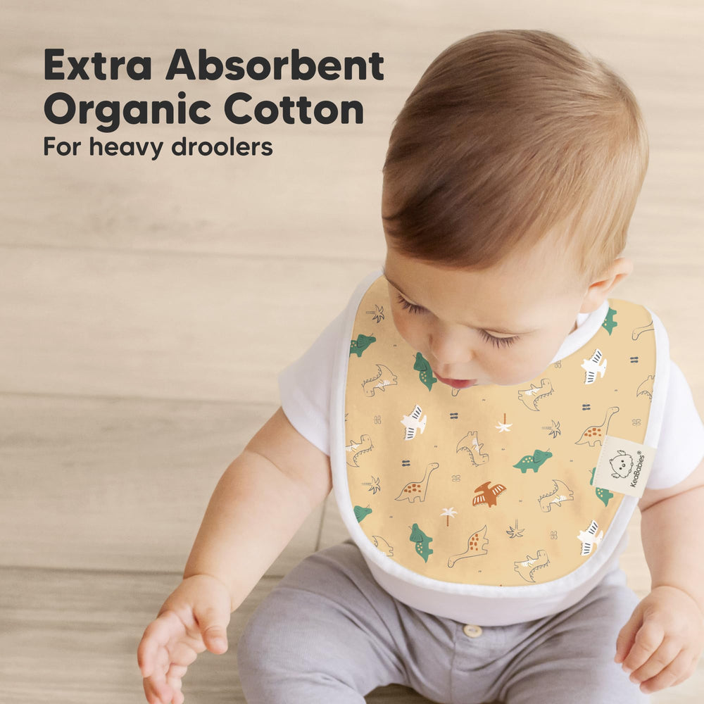 KeaBabies fleece-backed bib demonstrates added water resistance and absorbency for drool.