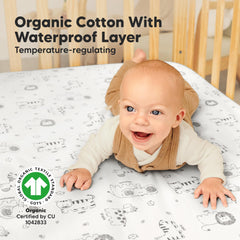 KeaBabies waterproof layer closeup showing leak protection and easy care