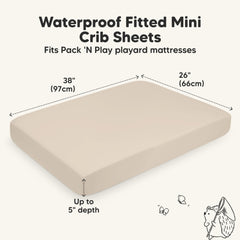 KeaBabies waterproof mini crib sheet—protects against diaper leaks and spit-ups