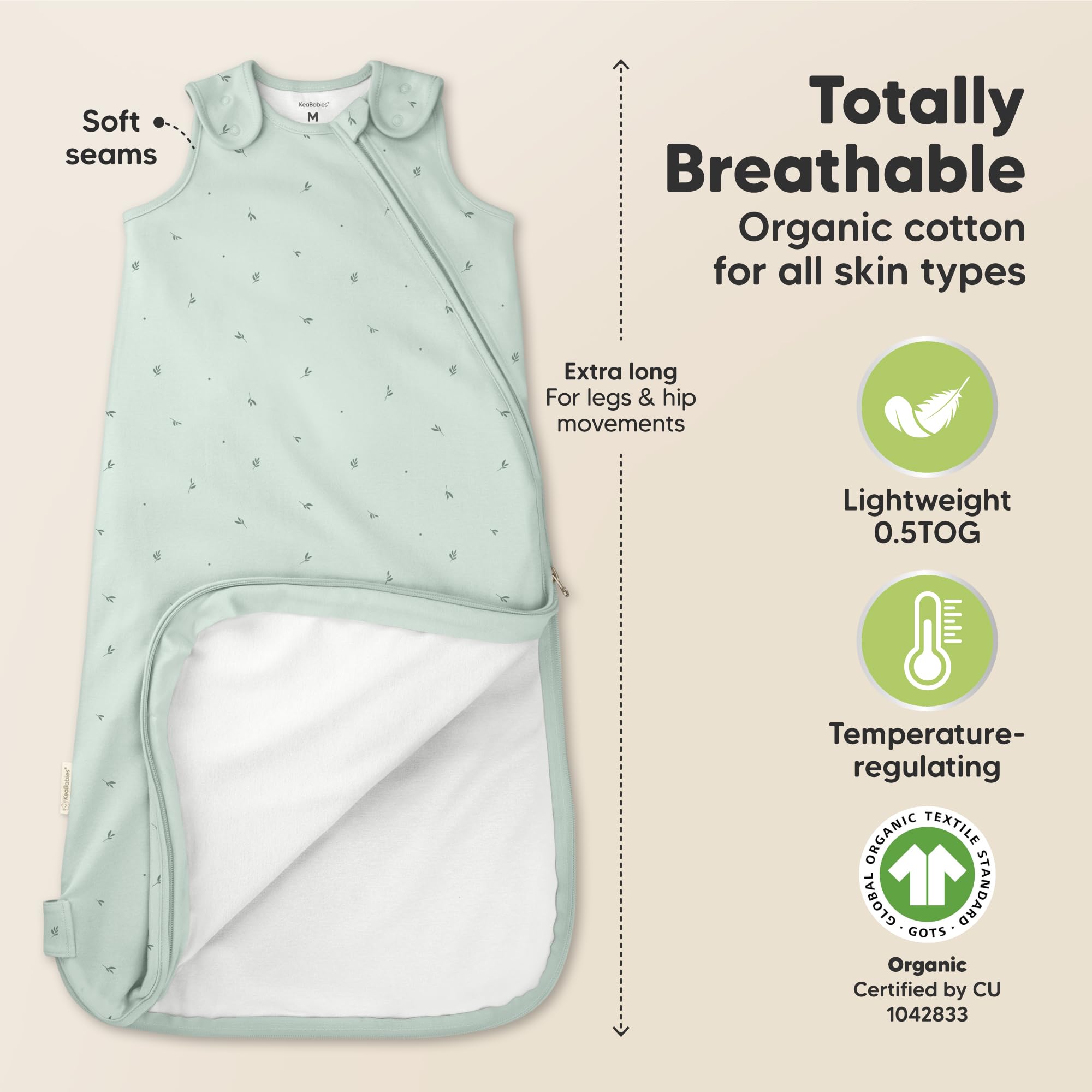 KeaBabies wearable sleep sack hip room for natural movement
