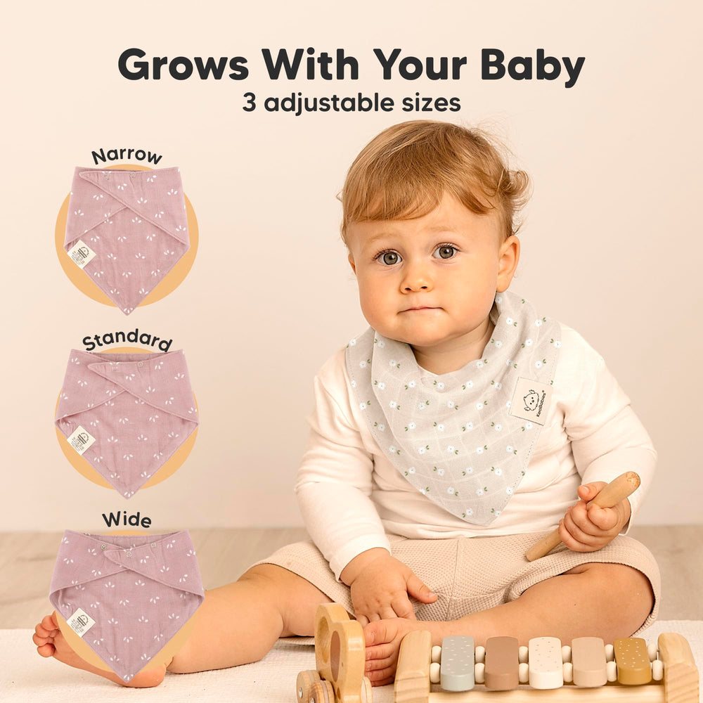 KeaBabies Lumi Muslin Bibs on baby demonstrating breathable comfort.