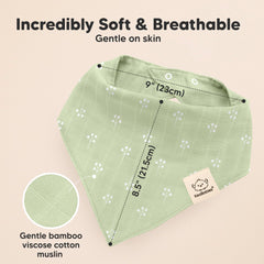KeaBabies Lumi Muslin Bibs adjustable snaps for newborn to toddler fit.