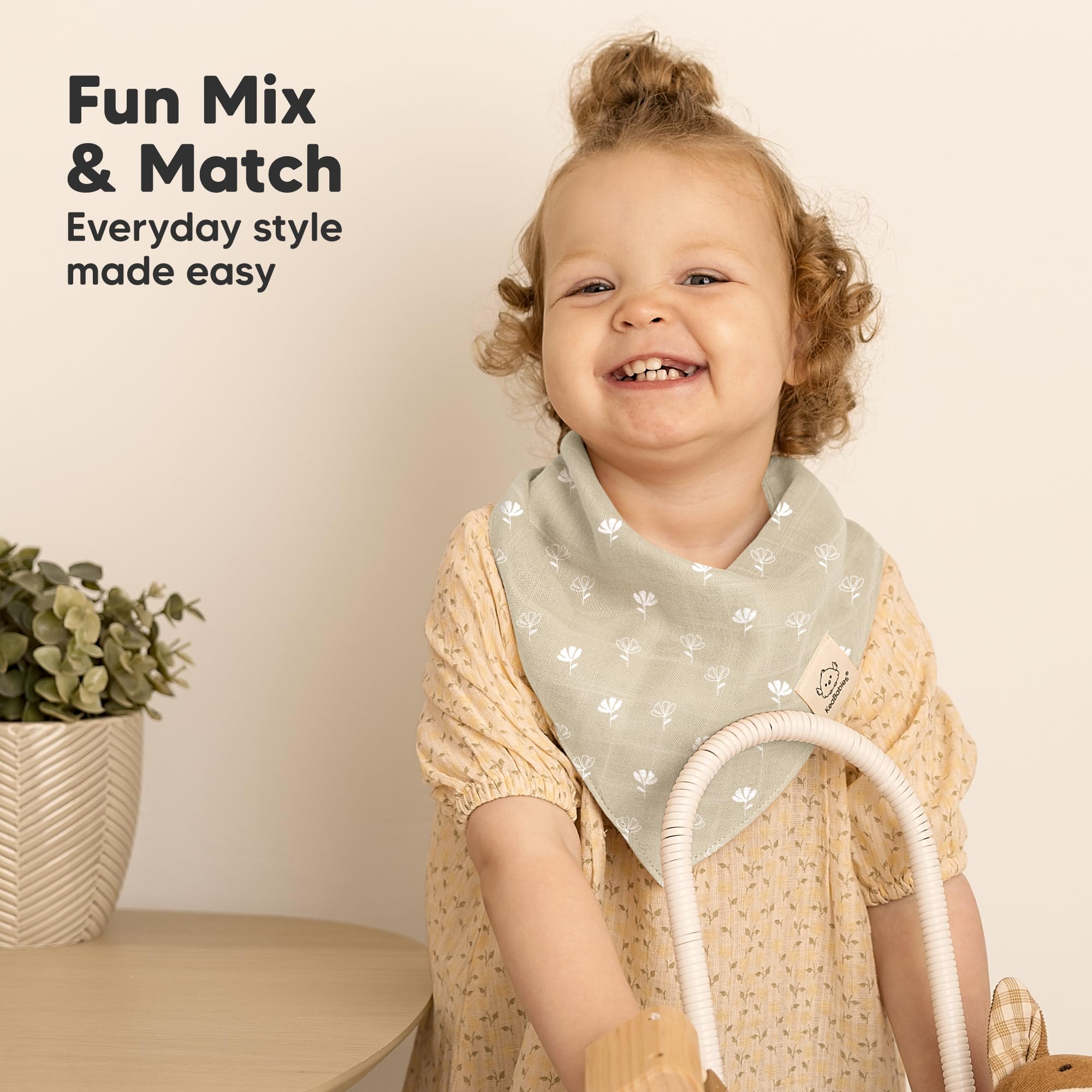KeaBabies Lumi Muslin Bibs durable washability for daily use.