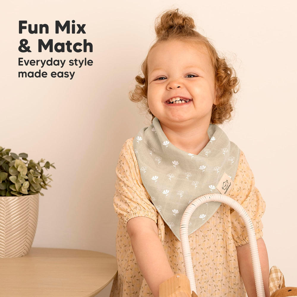 KeaBabies Lumi Muslin Bibs durable washability for daily use.