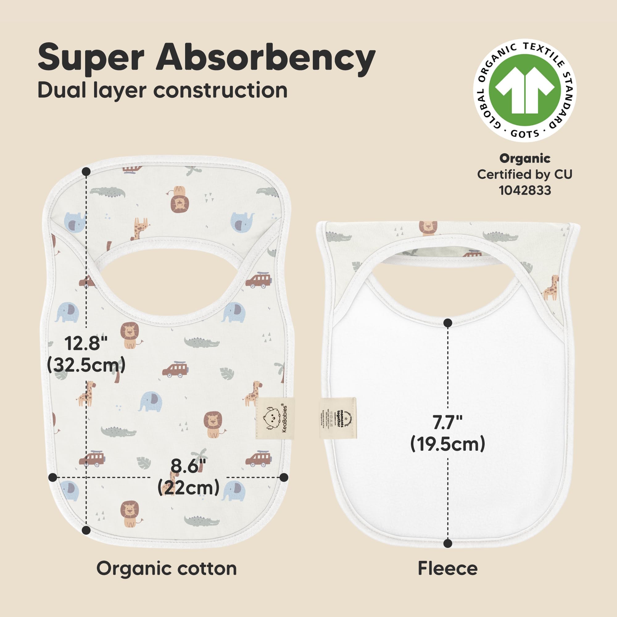 KeaBabies Wilderness bib closeup cotton texture gentle on skin