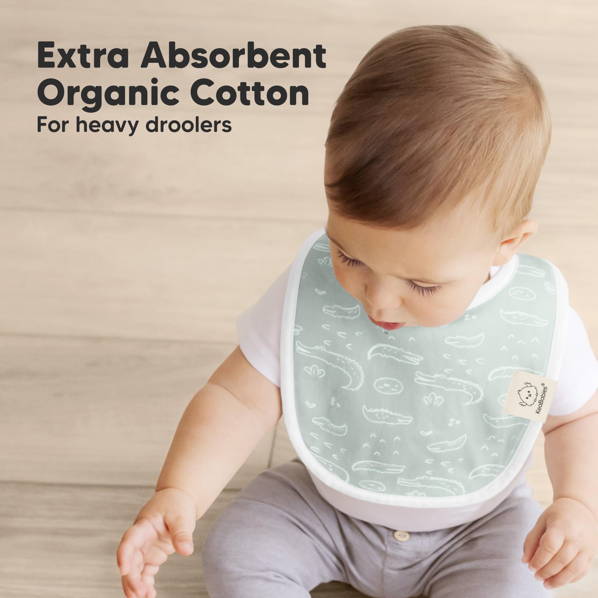 KeaBabies Wilderness bibs large-coverage front view demonstrates full torso protection.