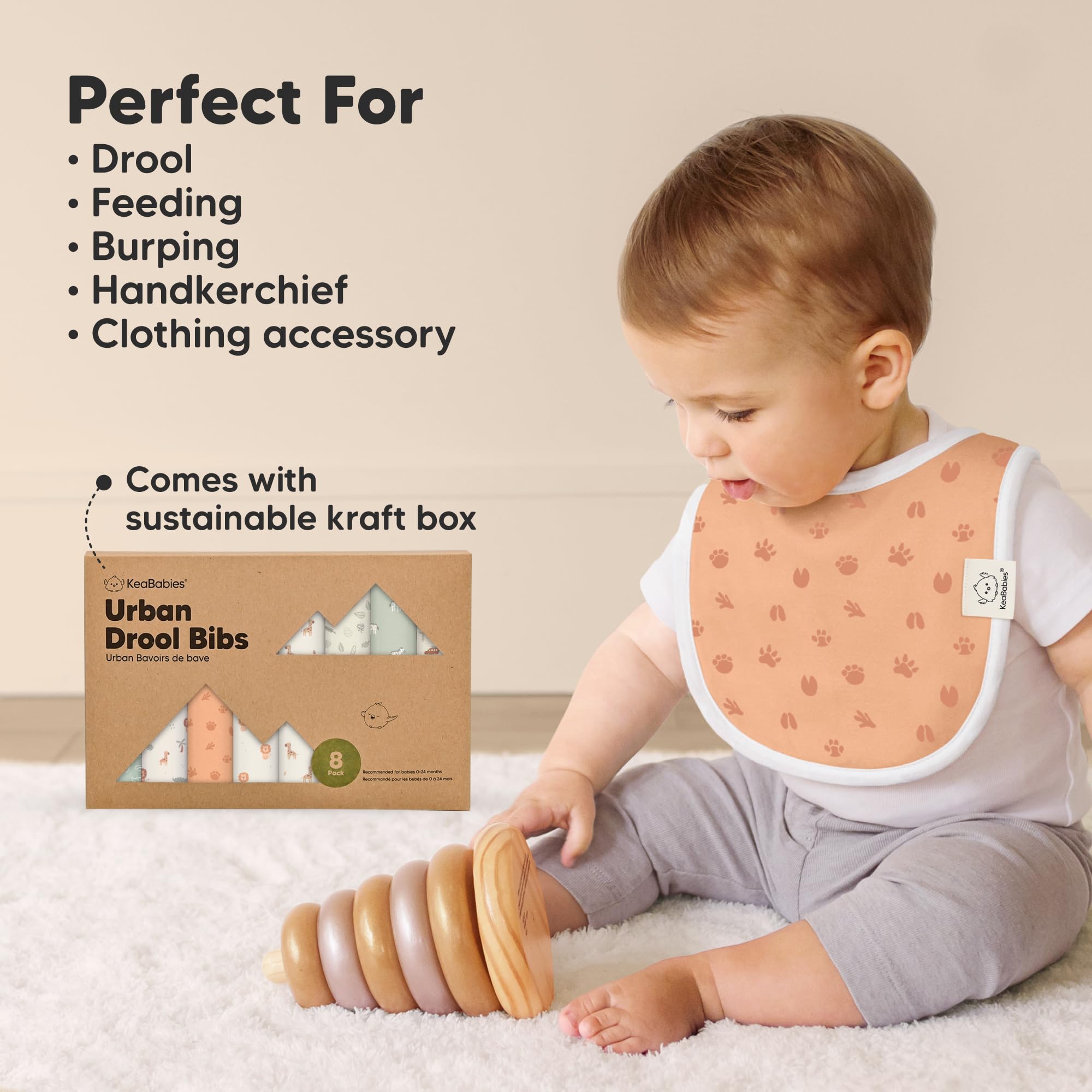 KeaBabies Wilderness bibs soft-seams feature comfortable, skin-friendly construction.