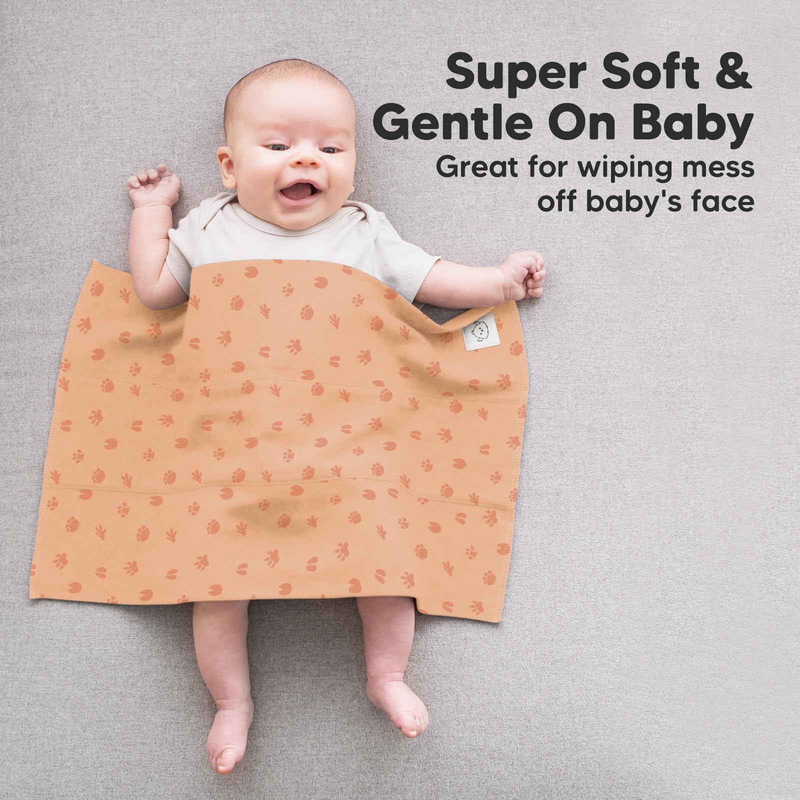 KeaBabies Wilderness burp cloths close-up; ultra-soft organic cotton against baby's skin.