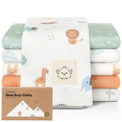 KeaBabies Wilderness burp cloths flatlay; soft, durable, ready for everyday messes.