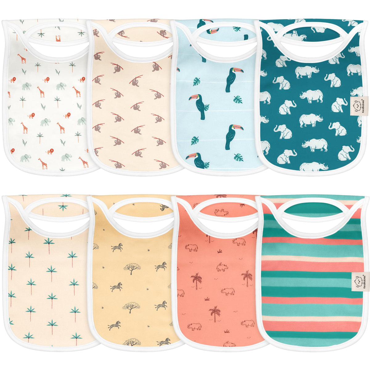 KeaBabies Wildscape bibs packaging shows gift-ready box for newborn gifting