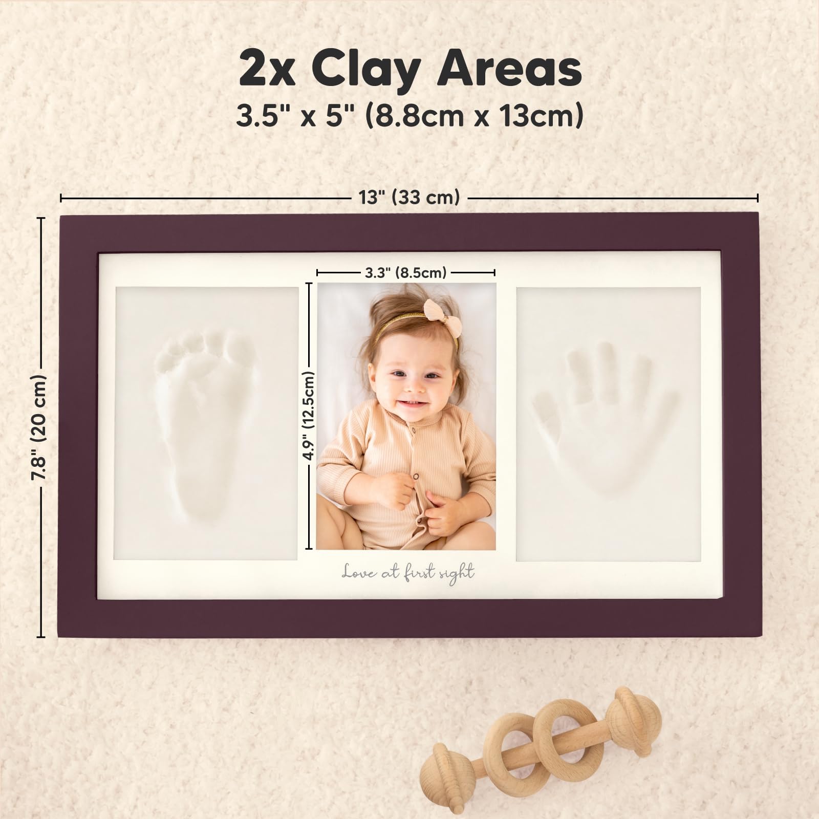 KeaBabies wood frame with real glass cover close-up for lasting display.