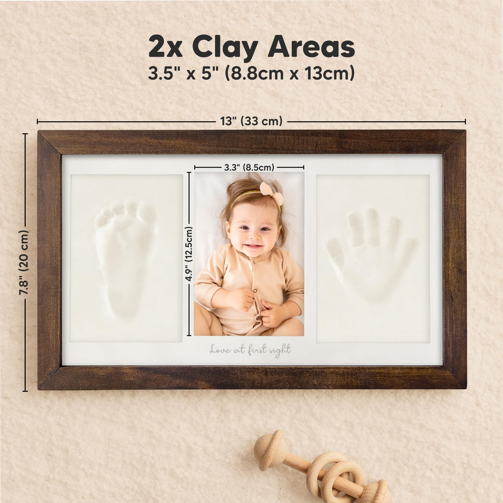 KeaBabies wood frame with glass cover preserves keepsakes over the years.
