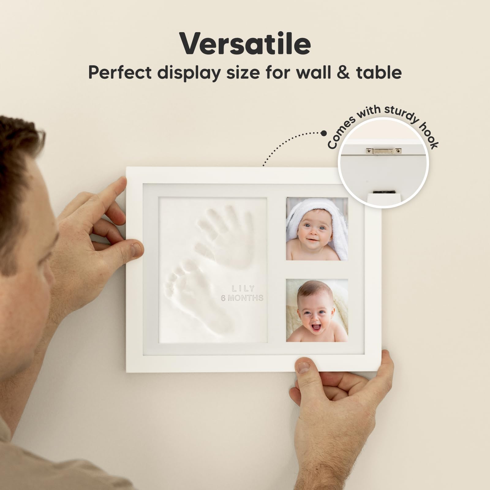 KeaBabies wood frame with glass — sturdy display for newborn memories