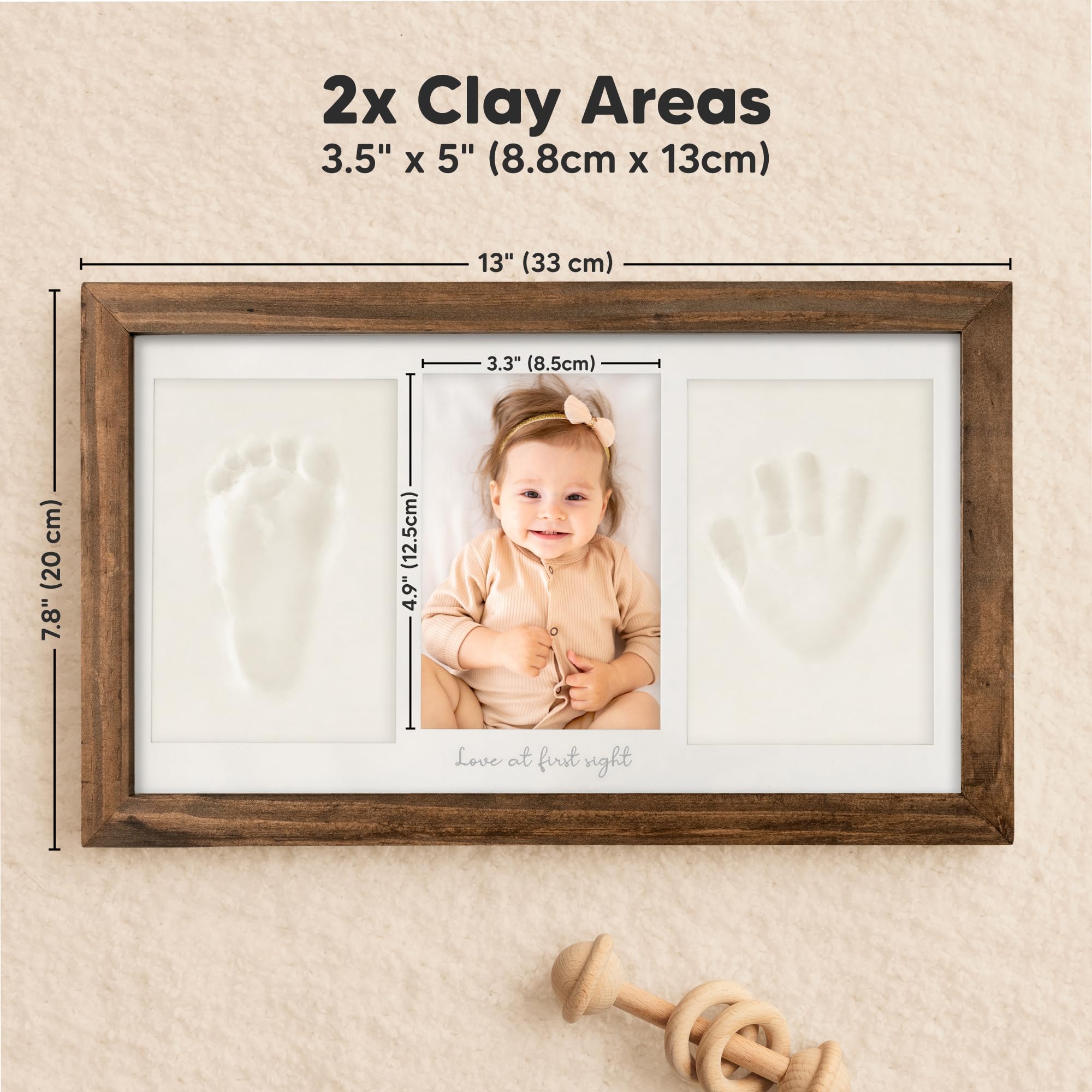 KeaBabies wood frame with real glass cover—sturdy display.