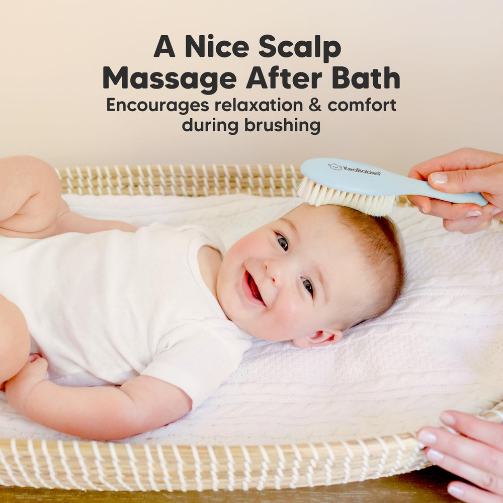 KeaBabies brush with cotton hanging loop for easy storage in bath area