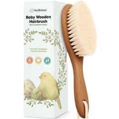KeaBabies wooden baby hair brush oval-dark-walnut for gentle daily grooming.