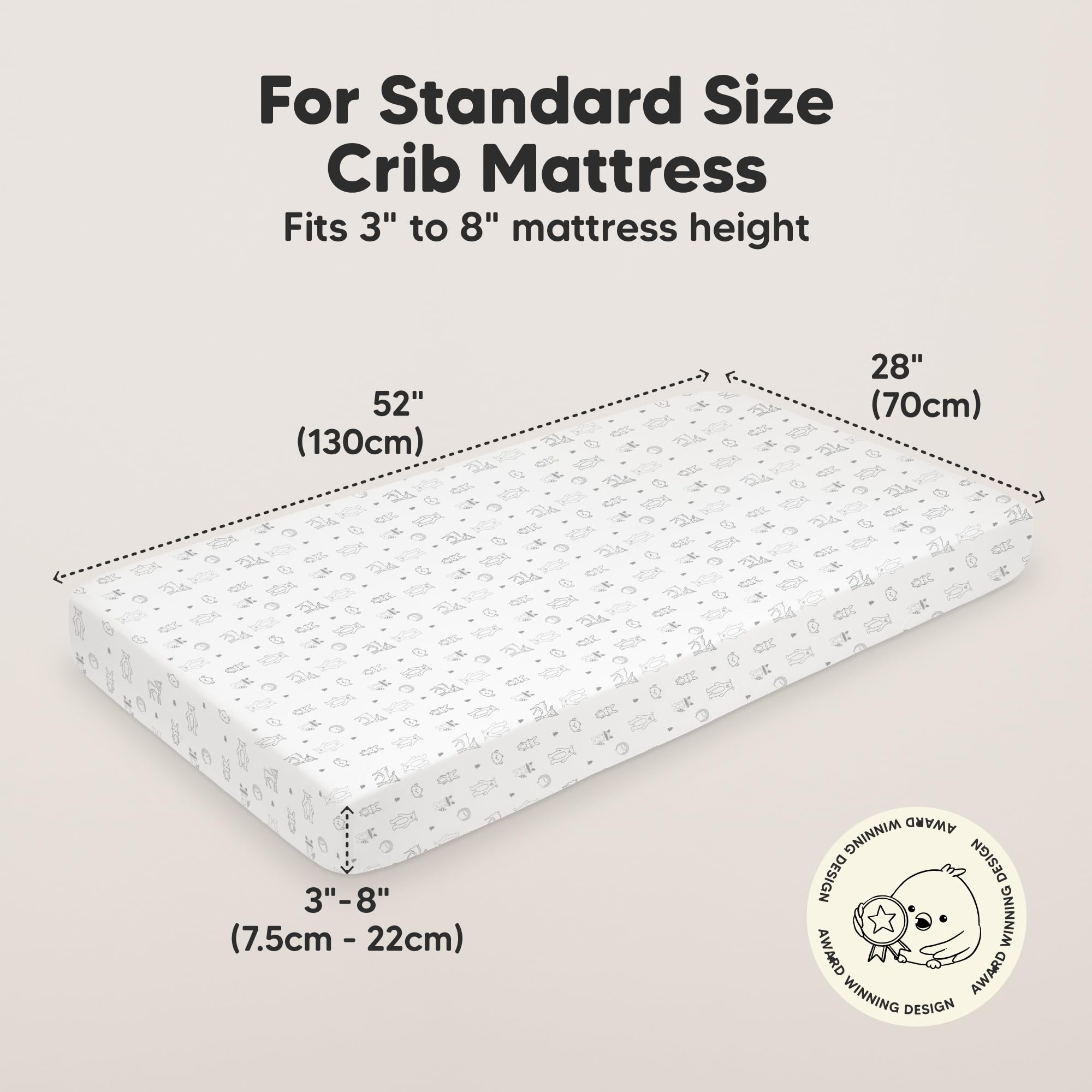 KeaBabies Woodland crib sheets on mattress show safe, breathable organic cotton comfort