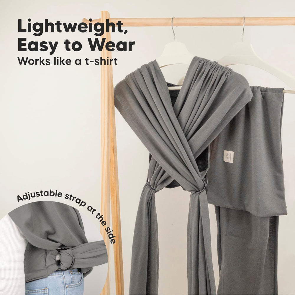 KeaBabies D-Lite wrap stretch fabric close-up emphasizes snug, secure fit.