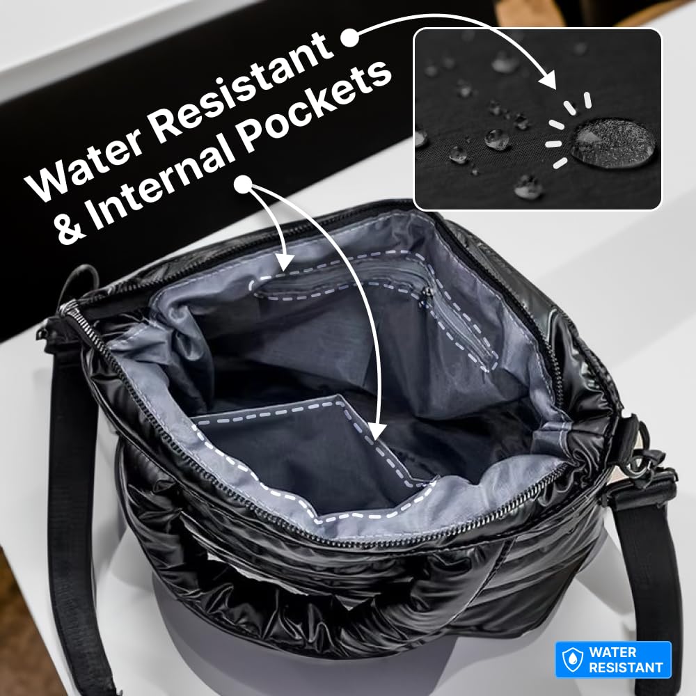 Kedaa Puffer Tote Bag lightweight design reduces shoulder strain during travel.