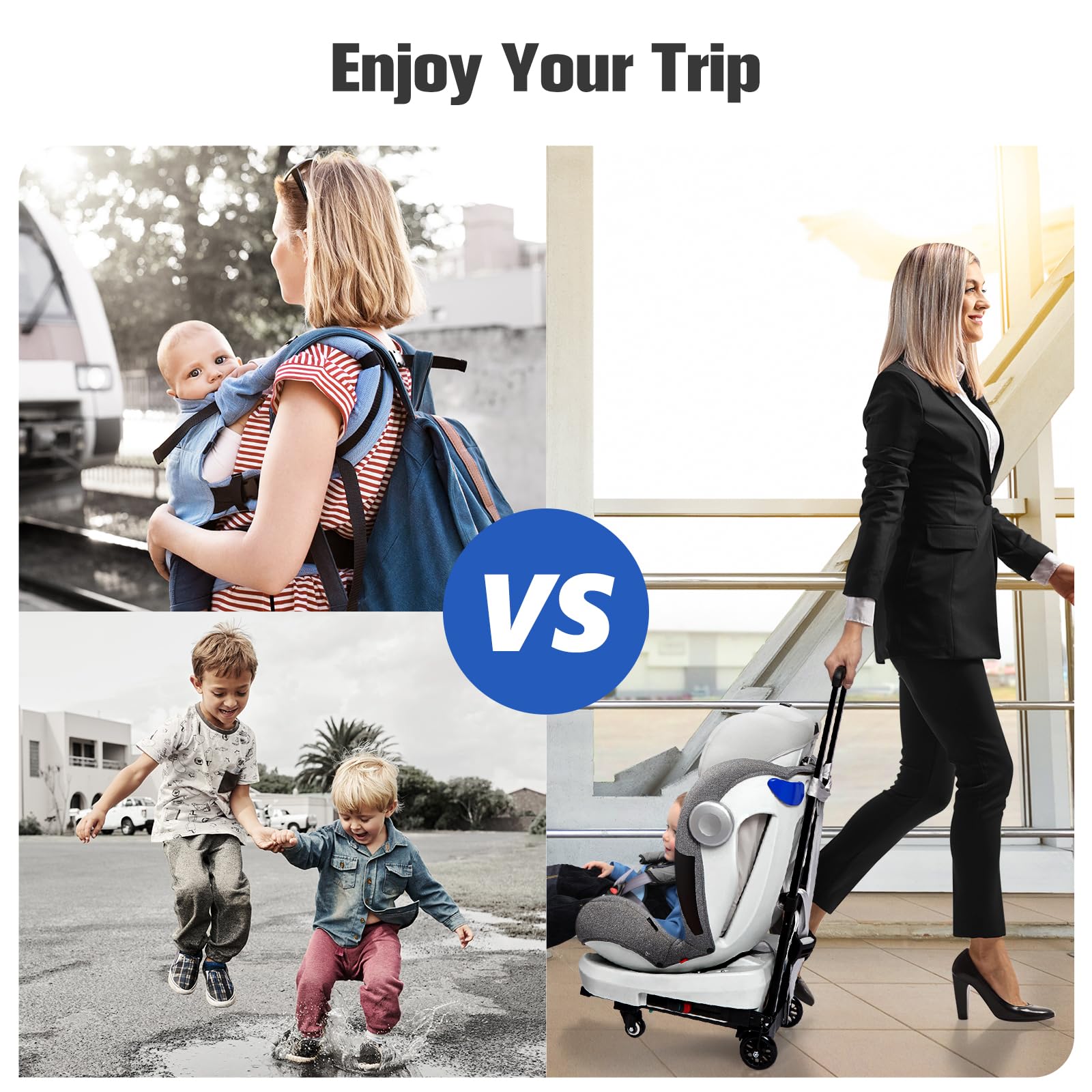 KEDSUM car seat travel cart with bungee cords keeps loads secure.