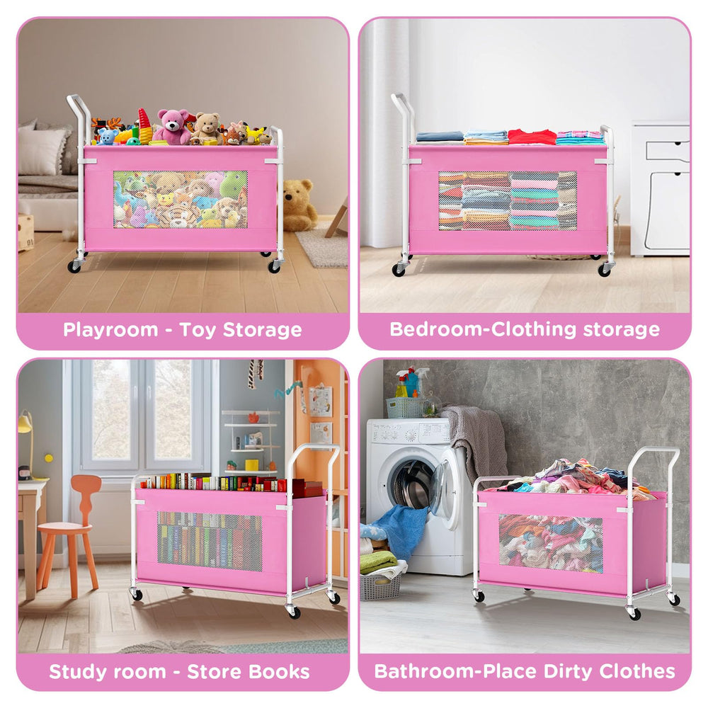 KEEGH kids playroom organized with the toy box as the centerpiece