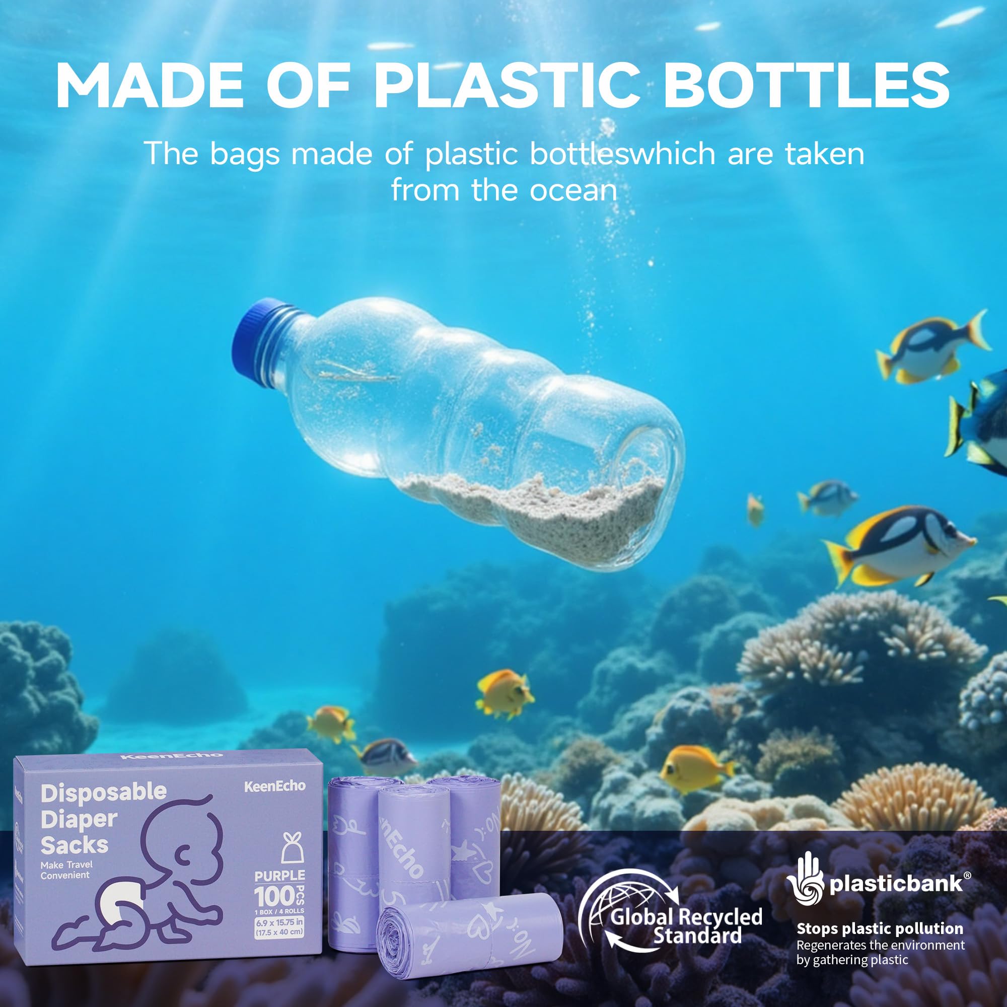 KeeneEcho tear-off design bags promote easy tearing and reduced waste during changes.