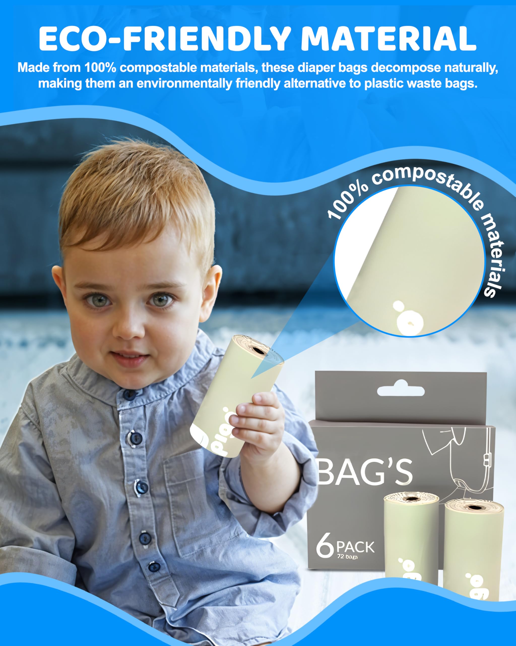 Keepigo biodegradable baby poop bags support eco-conscious trash disposal.