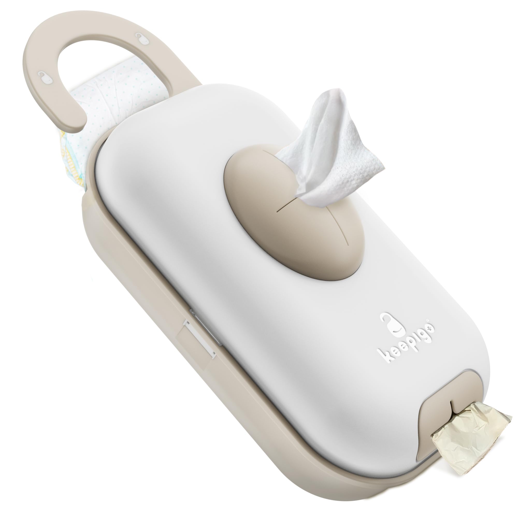 Keepigo portable diaper organizer attached to stroller or car seat