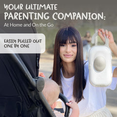Keepigo Diaper Bags Dispenser scene shows leak-proof, biodegradable bags