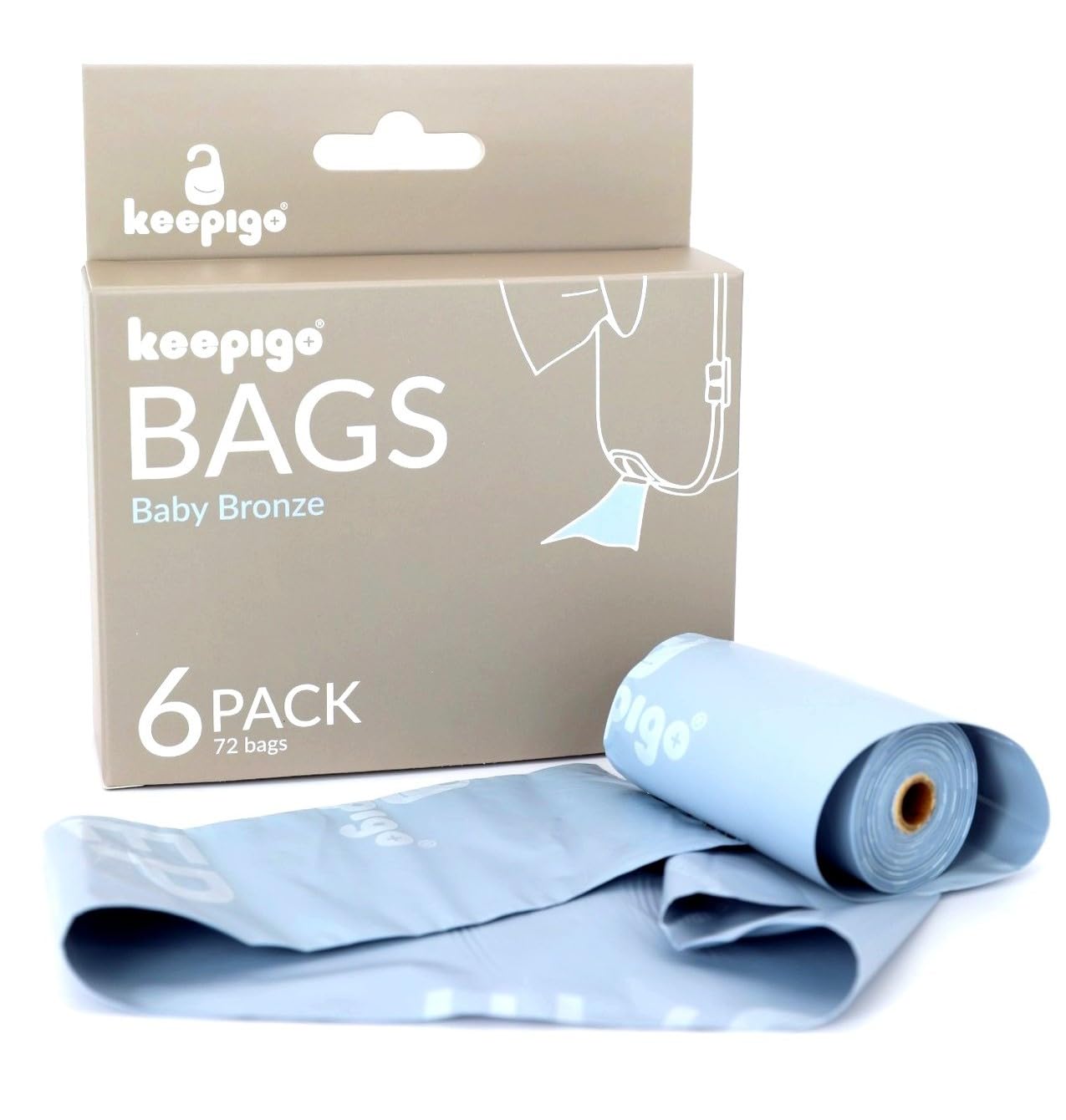 Keepigo diaper bag rolls close-up with perforated edges for quick, tidy changes.