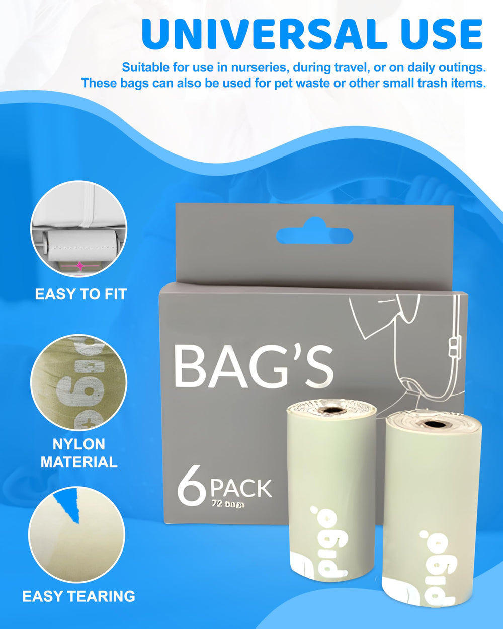 Keepigo diaper bag dispenser-compatible bags simplify on-the-go cleanup.