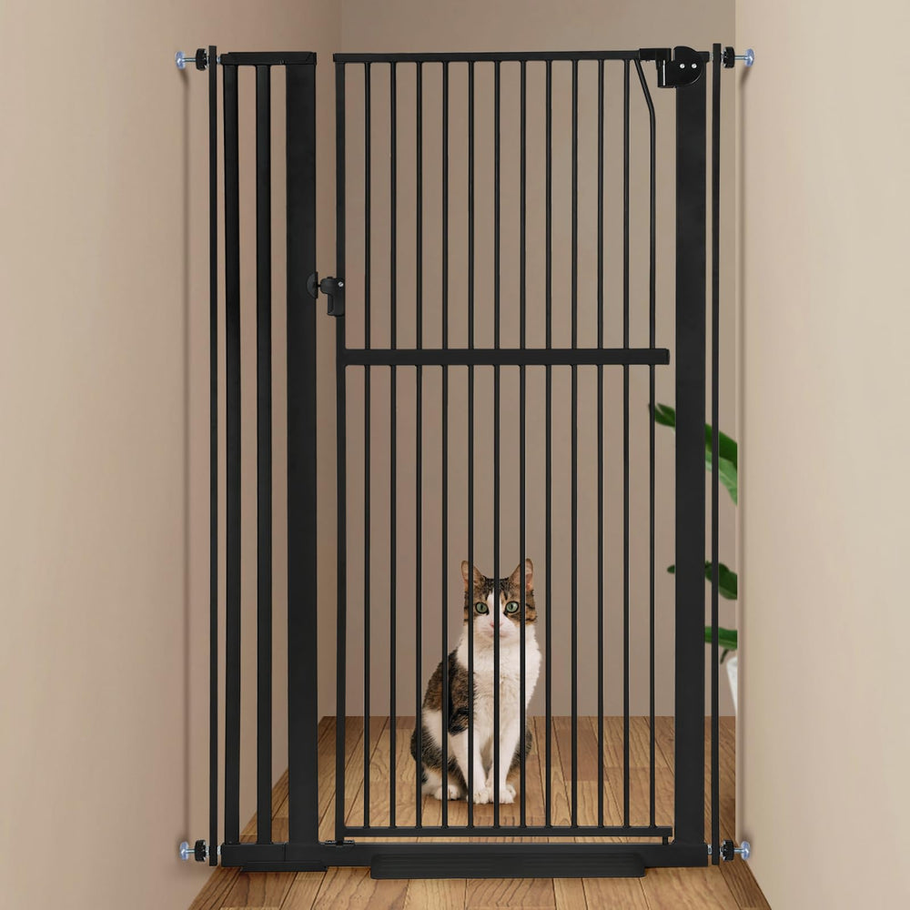 Keeric 59-inch cat gate front view showing tall barrier for pet safety.