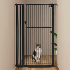 Keeric 59-inch cat gate front view showing tall barrier for pet safety.