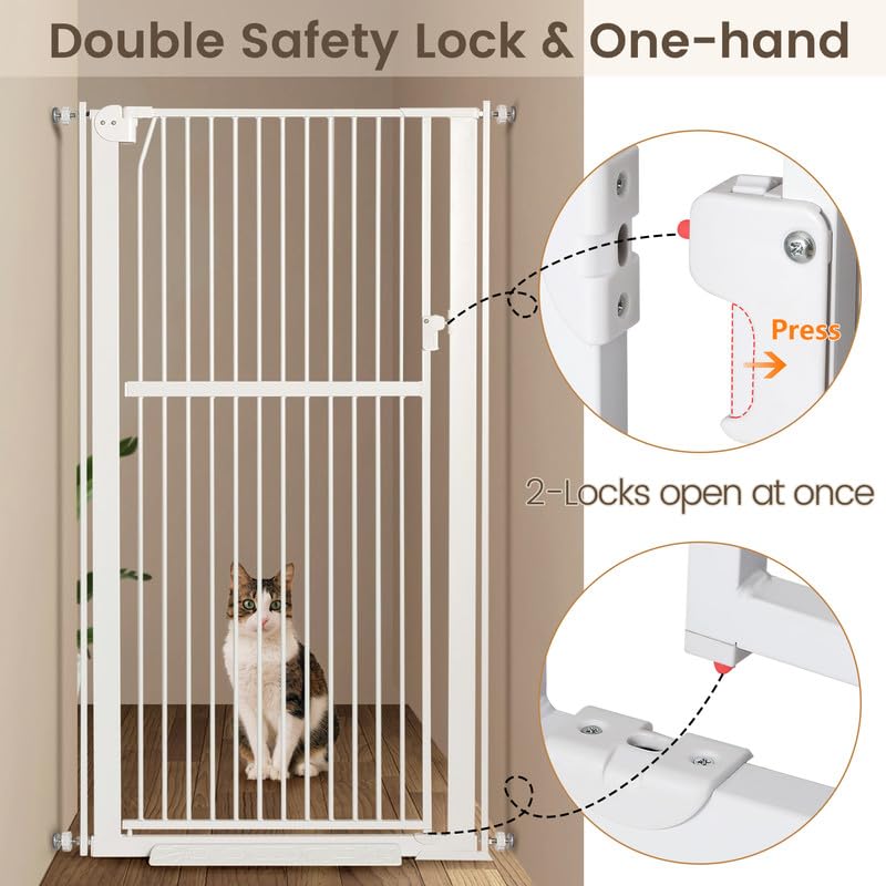 Keeric cat gate shows automatic closing and hold-open for easy passage.