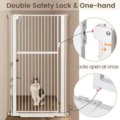 Keeric cat gate shows automatic closing and hold-open for easy passage.