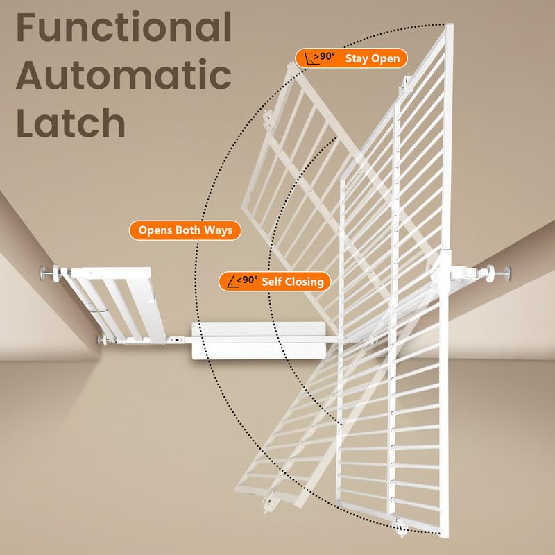 Keeric natural white cat gate fits 41.3–45.2 inch openings.