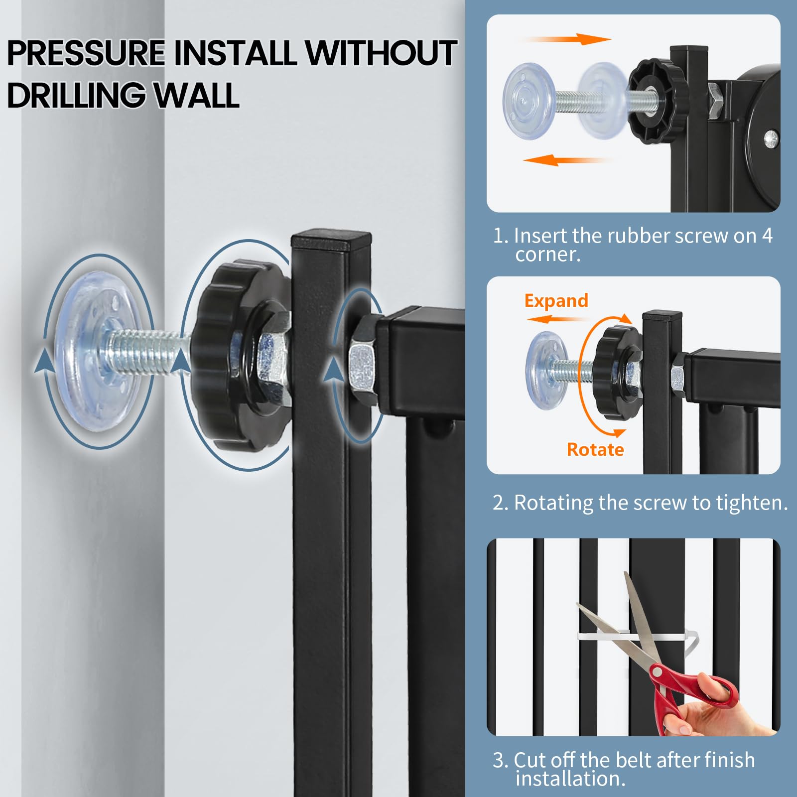 Keeric pressure-mounted installation demonstrates quick, wall-safe setup.