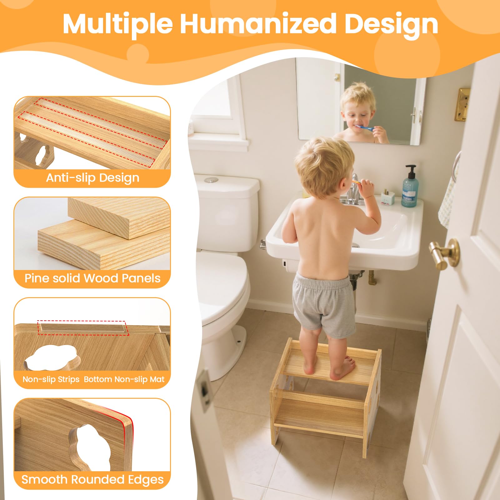 Keeswin Step Stool supports kid-friendly routines like brushing teeth and hand washing.