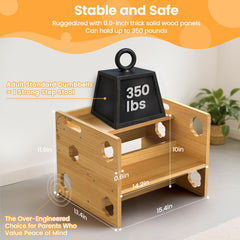 Keeswin Step Stool with non-slip pads prevents shifting on tile floors.