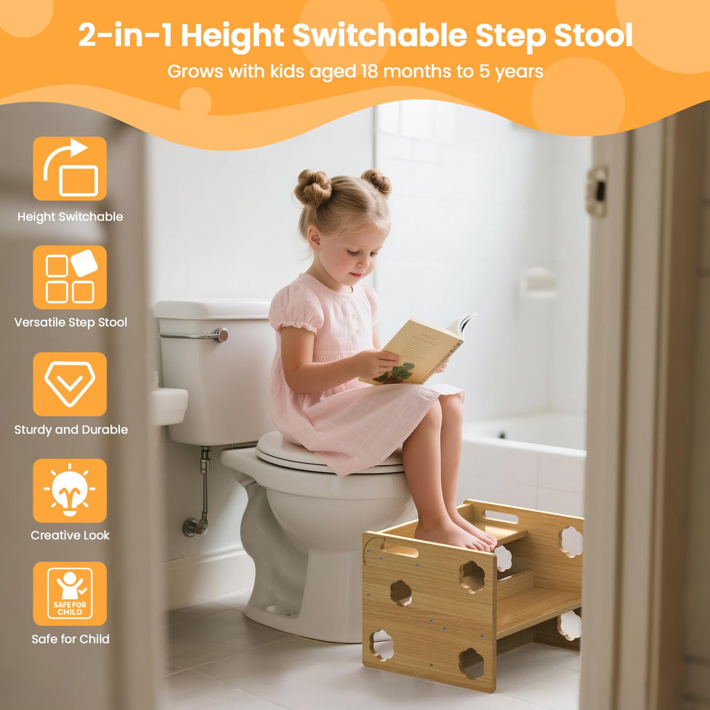 Keeswin Step Stool's stain-resistant surface cleans quickly after meals.