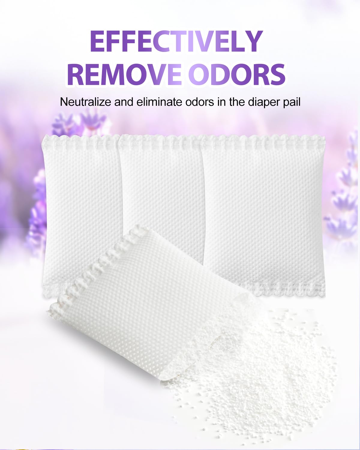 KeeTidy deodorizer inside diaper pail illustrates odor neutralization in action.