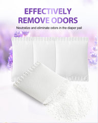 KeeTidy deodorizer inside diaper pail illustrates odor neutralization in action.