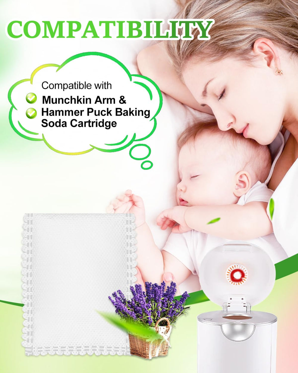 KeeTidy diaper-pail-deodorizer-munchkin-compatibility shows easy integration with Arm & Hammer cartridges.