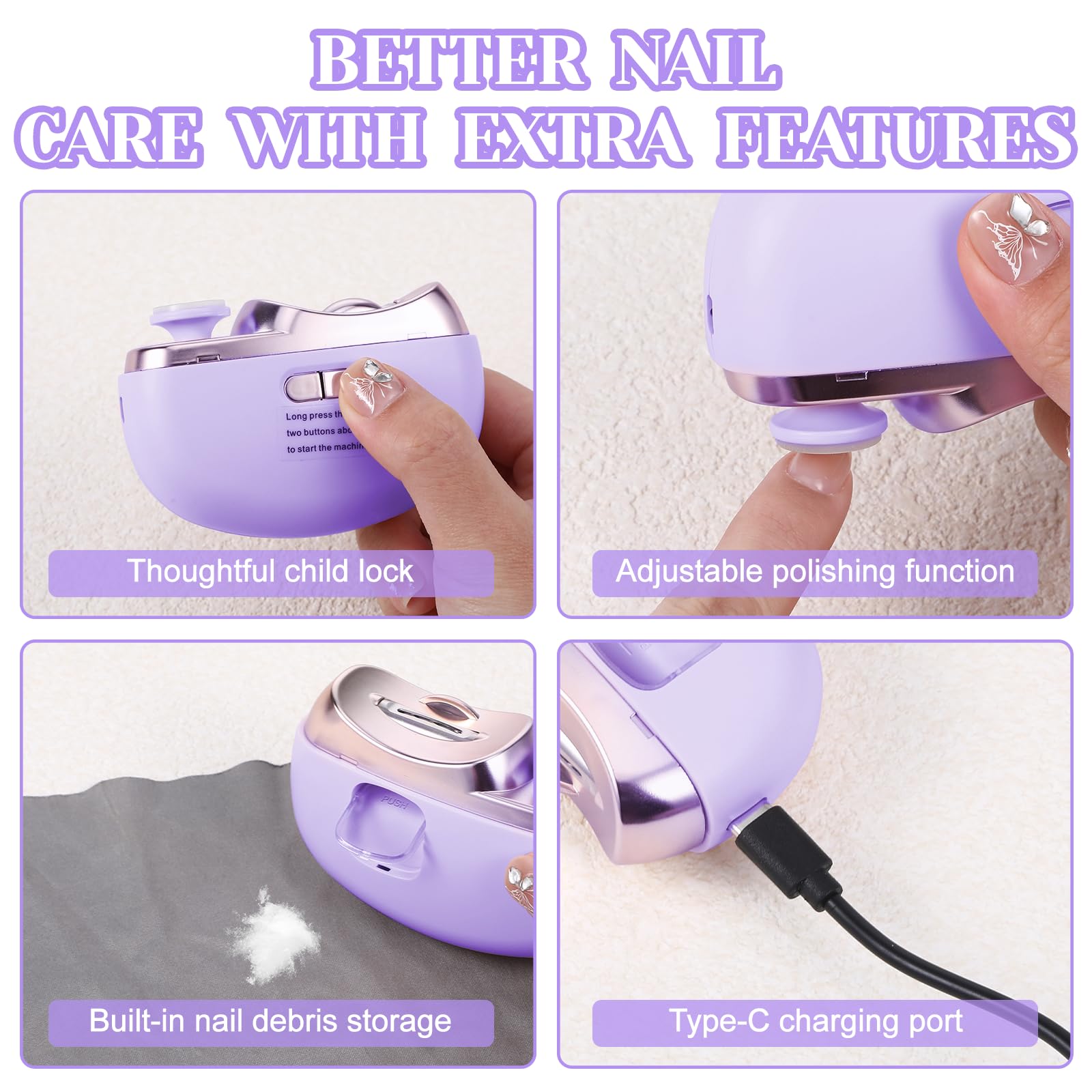 Keggaen debris-collector keeps nail clippings contained during trims.