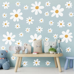 KeLay Fs daisy wall decal large, close-up on nursery wall for mood-boosting decor